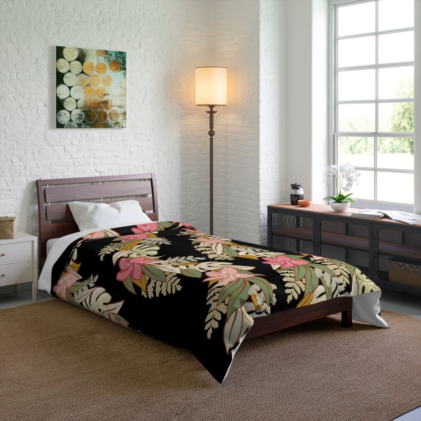 Hawaiian Maile Monstera Palapalai Plumeria Lei Comforter, Hawaiian Comforter - Bedding, Polyesian Quilt, Hawaiian Decor for Bedroom, Aloha