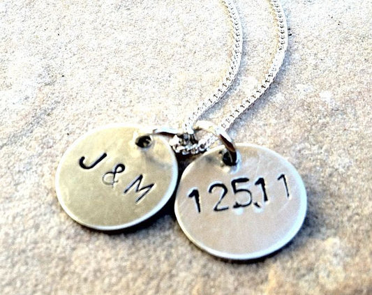 Monogram Necklace, Gold Personalized Necklace, Mothers Necklace, Custom Wedding Necklace, Personalized Gold, Name and Date Necklace - Natashaaloha, jewelry, bracelets, necklace, keychains, fishing lures, gifts for men, charms, personalized,