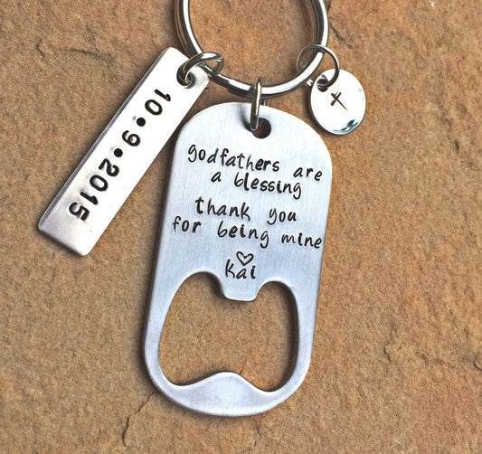 Godfather Gift, Godfather Keychain, Personalized Godfather Gift - Natashaaloha, jewelry, bracelets, necklace, keychains, fishing lures, gifts for men, charms, personalized,