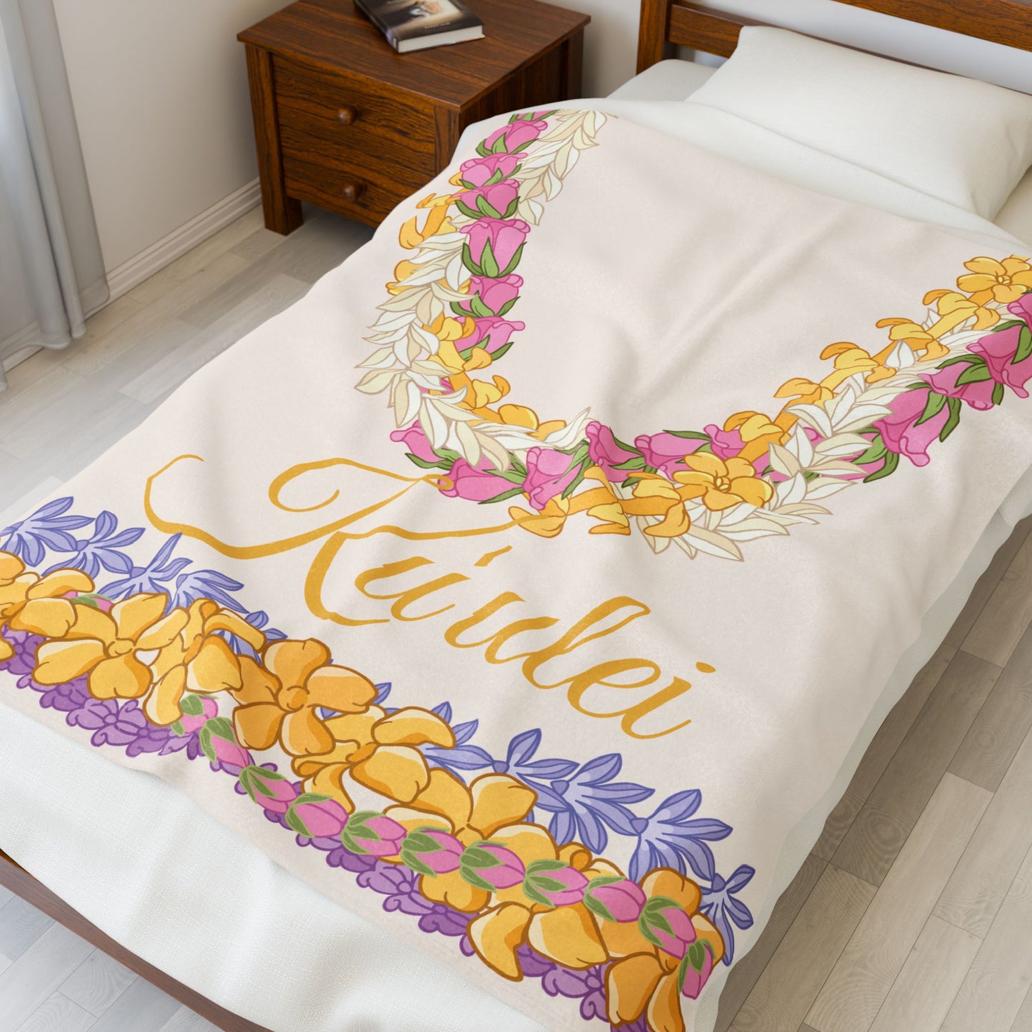 Personalized Puakenikeni Lokelani Hawaiian Lei Blanket