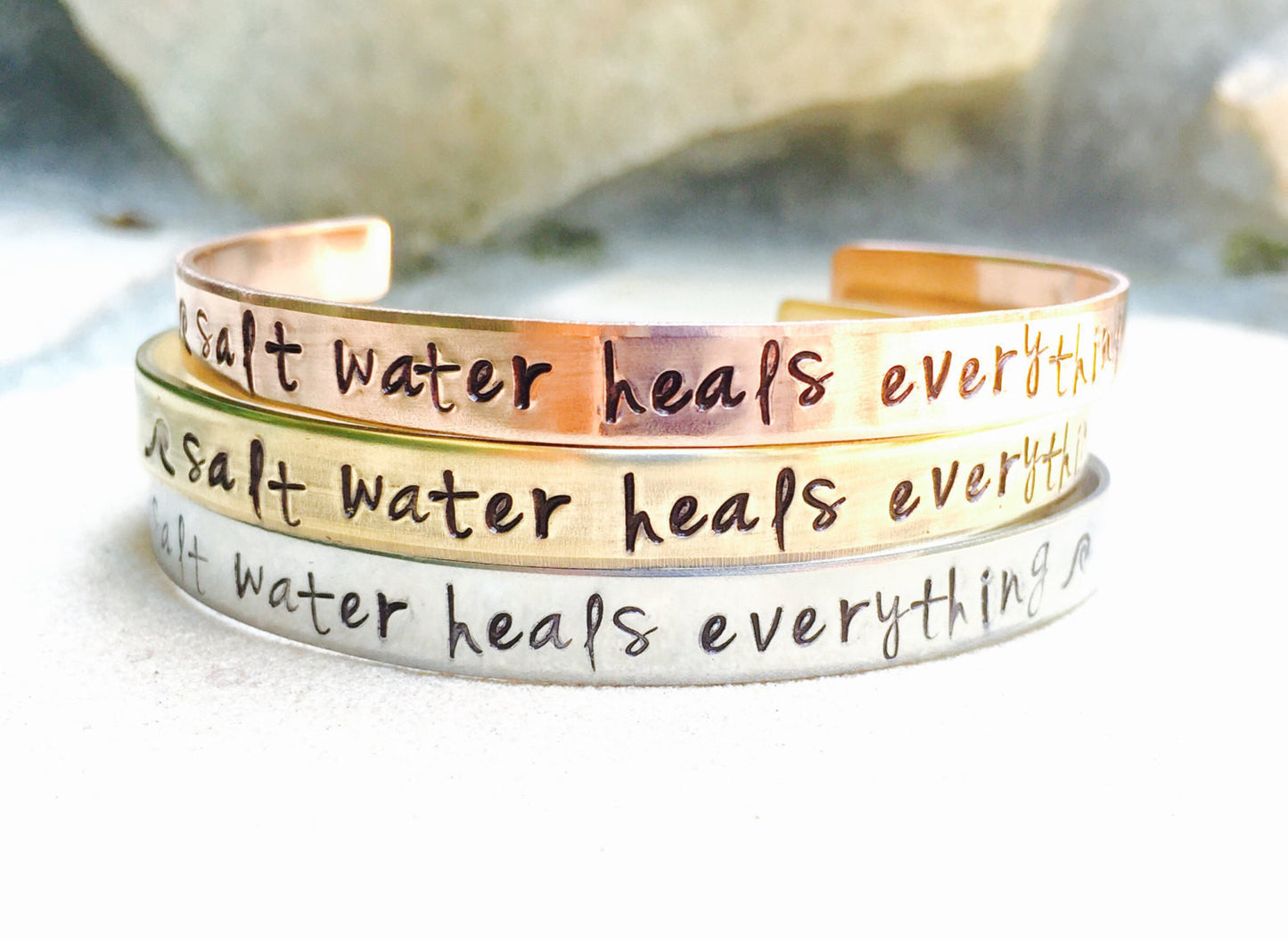 Salt Water Heals Everything Bracelet - Natashaaloha, jewelry, bracelets, necklace, keychains, fishing lures, gifts for men, charms, personalized, 
