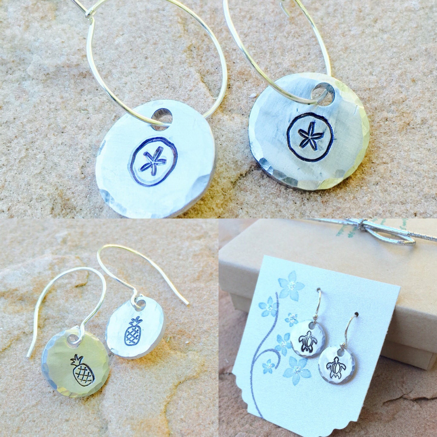 Sand Dollar Earrings, Turtle Earrings, Pineapple Earrings, Hawaiian Earrings, natashaaloha - Natashaaloha, jewelry, bracelets, necklace, keychains, fishing lures, gifts for men, charms, personalized, 