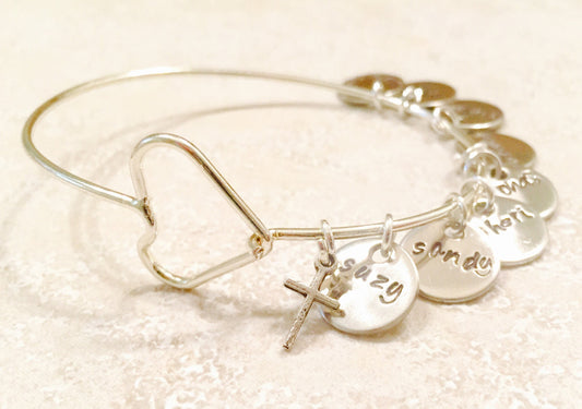 Mom Bracelet, Personalized Bangle Bracelet, Christmas Gift Mom - Natashaaloha, jewelry, bracelets, necklace, keychains, fishing lures, gifts for men, charms, personalized, 