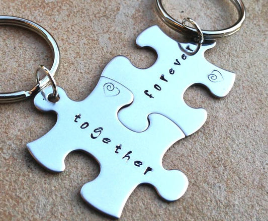 Fathers Day Gift,Puzzle key chains, love key chains, together forever, just married,bride and groom, custom key chains, puzzle, personalized - Natashaaloha, jewelry, bracelets, necklace, keychains, fishing lures, gifts for men, charms, personalized, 