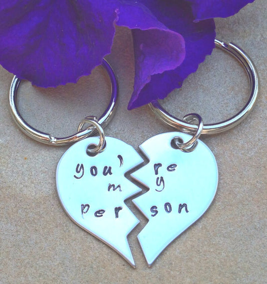 you're my person, you're my person keychain, Grey's anatomy, personalized key chains, couple keychain, hand stamped - Natashaaloha, jewelry, bracelets, necklace, keychains, fishing lures, gifts for men, charms, personalized, 