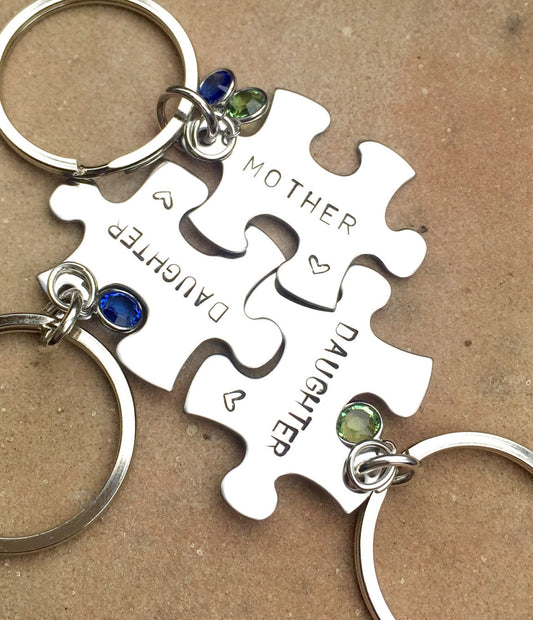 Personalized Mother Daughter Puzzle Keychains - Natashaaloha, jewelry, bracelets, necklace, keychains, fishing lures, gifts for men, charms, personalized, 