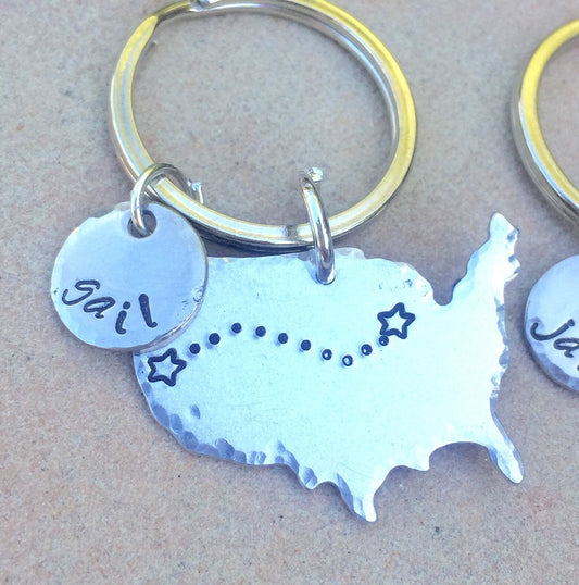 United States Keychain, Family Reunion, Graduation Gift, Long Distance Gifts, High School Reunion Gift, Reunion Gifts, Keychains - Natashaaloha, jewelry, bracelets, necklace, keychains, fishing lures, gifts for men, charms, personalized, 