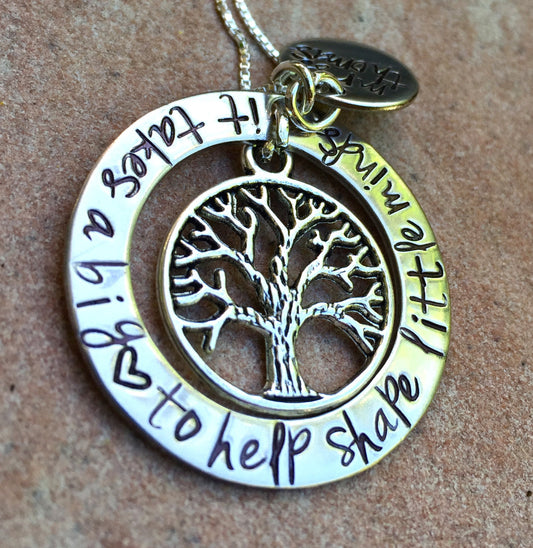 Teacher Gift, It Takes A Big Heart To Help Shape Little Minds Necklace, teacher gift, teacher appreciation, teacher thank you gift - Natashaaloha, jewelry, bracelets, necklace, keychains, fishing lures, gifts for men, charms, personalized, 